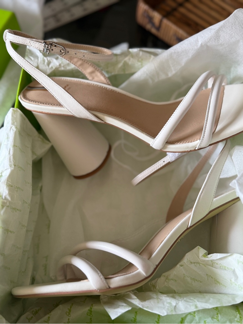 Sam Edelman New in Box Kia Chunky Block Heel Ankle Strap Sandal White Leather 10 - Picture 7 of 13